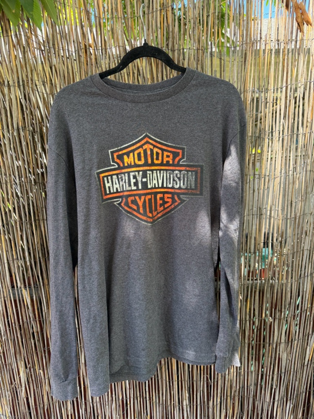 Harley-Davidson Charcoal Long Sleeve Tee with Orange Logo